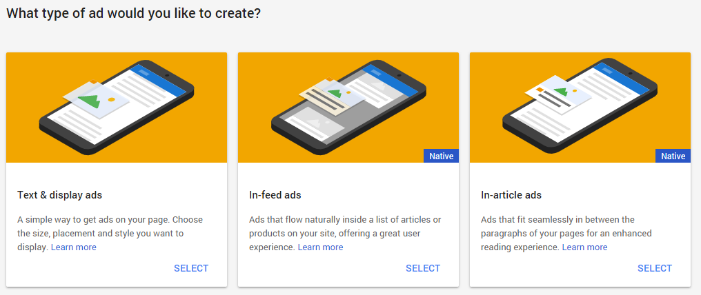 AdSense: What type of ad would you like to create?